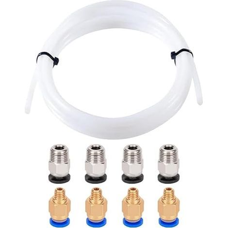 4 Meters 3D Printer PTFE Tube, with 4 Pieces PC4-M6 Pneumatic Connector and 4 Pieces PC4-M10 Pneumatic Connector (1/5)