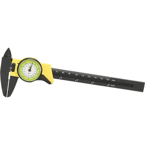 Pied à coulisse à cadran en plastique 0-150 mm, règle de mesure, outil de mesure Roofessional (jaune) (1/5)