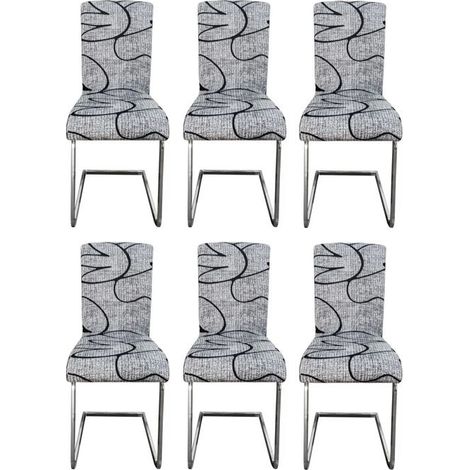 Housse de Chaise 6 Pièces - Lavable - Déhoussable - Gris (1/4)