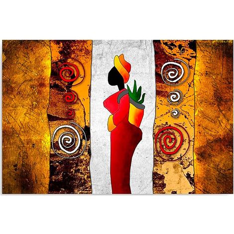 Tableau bois colore dame - 50 x 40 cm (1/4)