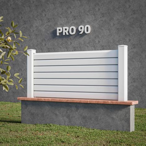 Kit Clôture PRO PVC Blanc H. 90 cm x L. 11.30 m - 7 Lisses claire-voie (1/4)
