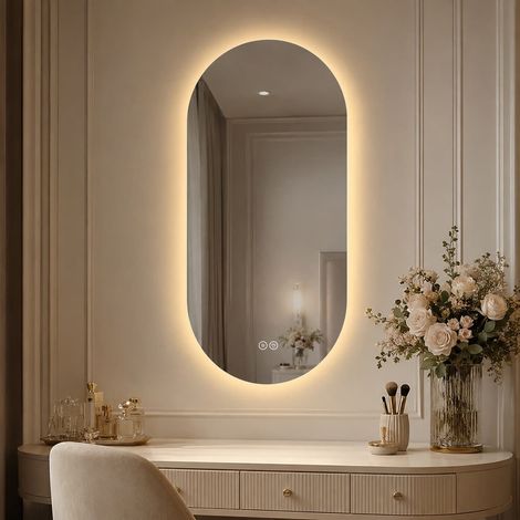 Miroir LED 60x120 cm – Miroir salle de bain intelligent avec écran tactile, anti-buée, miroir design pour salon de coiffure et salle de bain (1/5)