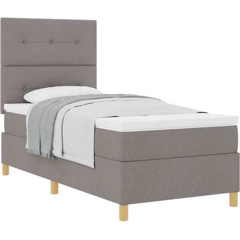 Matelas à ressorts avec un matelas gris-brun, mesurant 80 x 200 cm, en tissu. (1/5)