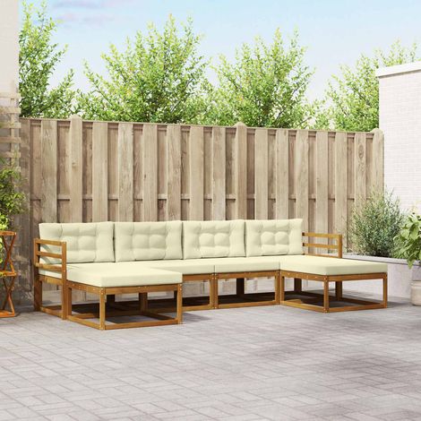 Outdoor-Sofagarnitur mit Kissen 6 pcs Natur und Creme (1/5)