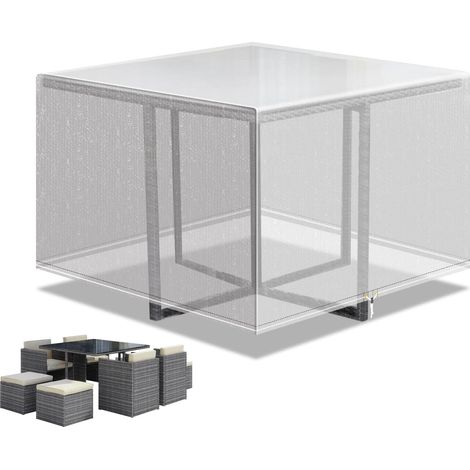 Outdoor furniture cover, Patio cube waterproof furniture cover, 125x125x71cm transparent (1/5)