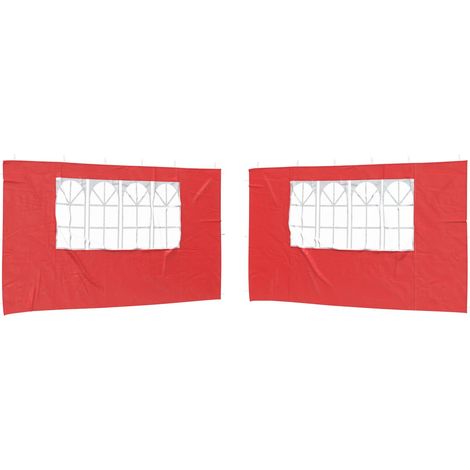 vidaXL Party Tent Sidewall 2 pcs 400 x 195 cm Red PE and Steel