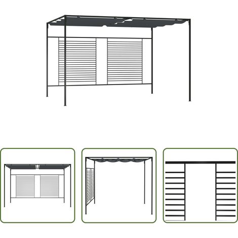 vidaXL Toit rétractable - Belvédère avec auvent rétractable 4x3x2,3 m Anthracite 180 g/m² (1/5)