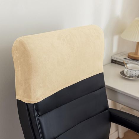2er-Pack Samt-Kopfstützenbezüge für Bürostühle – Staubdichte, dehnbare Kopfstützenschoner für Schreibtischstühle (Beige) (1/5)
