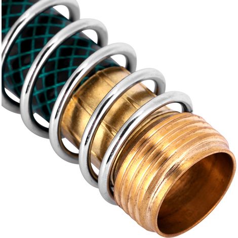 [Accesorios de jardín] [Pro Flex] Conector de manguera de latón con resorte espiral, UE/EE. UU. 3/4 de pulgada, resistente a torceduras, 14,5 cm (1/5)