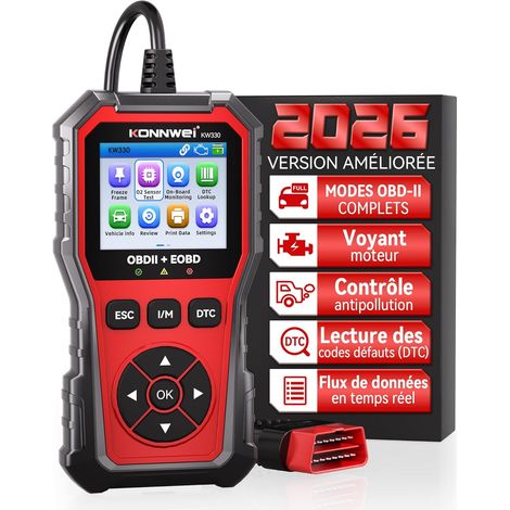 Neptune – Valise diagnostic OBD2 multimarque – 40 000 codes DTC – Écran couleur 2,8 pouces – Compatible véhicules OBDII après 2003
