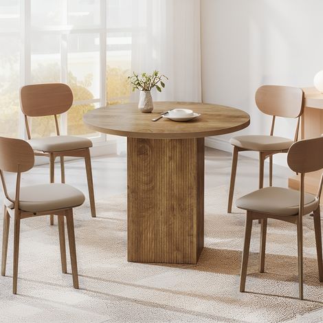 Runder Esstisch – 80 × 75 cm – Küchen-/Esstisch – runder Tisch mit stabilem Gestell – braun