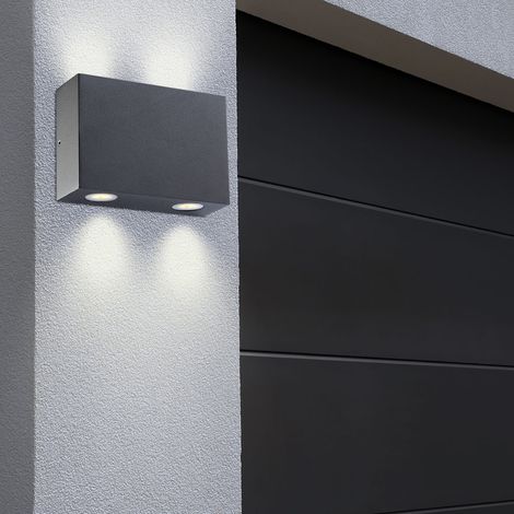 Applique da esterno Faretto da parete a LED Lampada da facciata Lampada da giardino Lampada da esterno a LED grigia, luminosa verso l'alto e verso il basso, 4W 1504lm 3000K, LxA 11,5x9 cm
