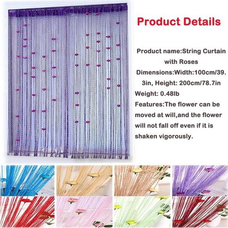 Cortina para puerta，Cortina de privacidad para puerta，Privacidad y decoración，Cortina para armario，Morado，100×200cm (1/2)