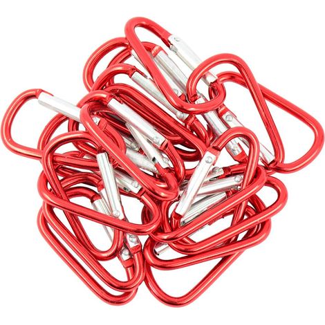 20 Pièces Rouge En Forme De D En Aluminium Mousqueton Crochet Porte-clés Snap Clip Escalade (1/5)