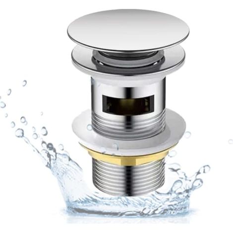 Desagüe emergente universal con rebosadero automático, tubo de desagüe de latón cromado, tapa grande