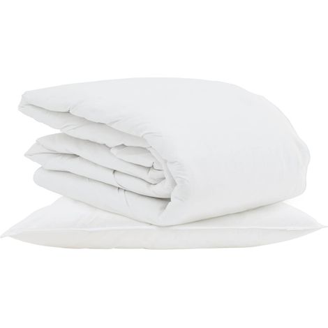 Duvet d'été simple avec oreiller 2 pcs Blanc Plume de canard (1/5)