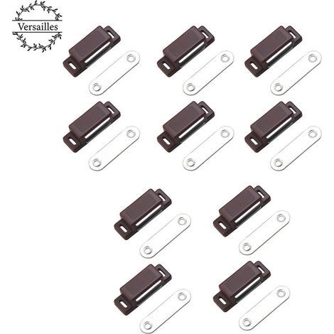 – Loqueteau magnétique puissant – Force de maintien 4kg – Lot de 10 – Pour meubles en bois – Installation facile avec vis fournies (1/5)