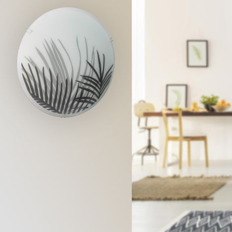 Applique luminaire plafonnier ou mural ronde en verre avec motifs design (1/2)