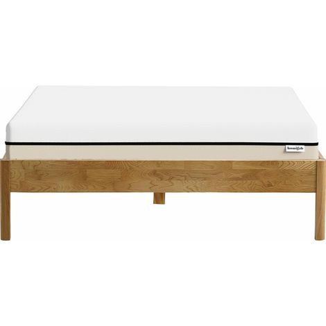 Ensemble lit 140x190 en chêne massif Aina + Matelas Hybride à ressorts ensachés et mémoire de forme - Spring Elite (1/5)