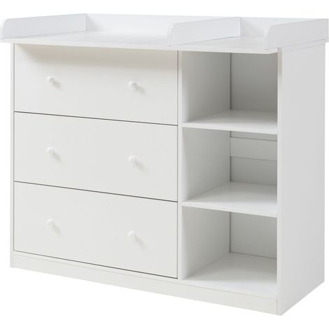Cómoda práctico mueble de almacenaje para entrada salón o vestidor con cambiador de MDF blanco 030009321 (1/5)