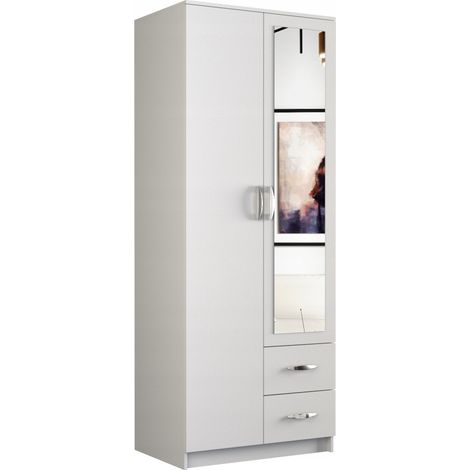 ROMA 80 Ufficio camera da letto piccolo armadio Armadio multifunzione 2 ante Specchio 2 cassetti Armadio di stoccaggio Camerino (1/3)