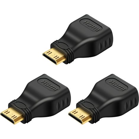 3 Pièces Adaptateur HDMI vers Mini HDMI Plaqué Or, Convertisseur Mini HDMI vers HDMI Femelle pour Appareil Photo Reflex Caméscope Tablette Mini PC Moniteur Projecteur Compatible 4K UHD Full HD (1/5)
