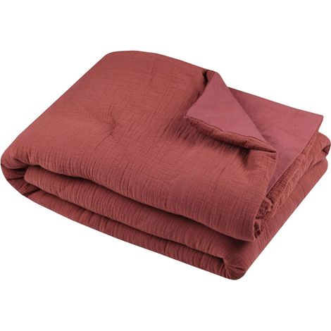 Plaid en double gaze de coton 125 x 150 cm - Terracotta (1/3)