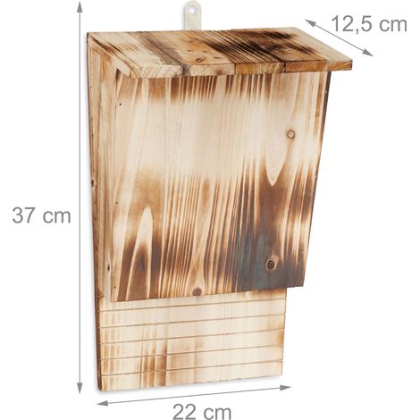 Nido para murciélagos de madera natural para exterior 30 x 25 x 15 cm refugio ideal para criar pequeños en abeto marrón 130013261 (1/4)