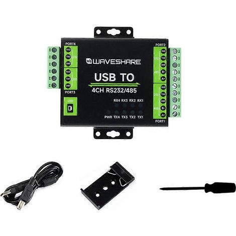 Convertisseur d'interface USB vers RS232/485 Waveshare FT4232HL à isolation industrielle pour Mac, Linux, Android et Windows 11/10/8.1/8/7 (1/5)