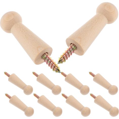 10 crochets muraux bois, 18x50 mm, pour serviettes, à visser (1/5)