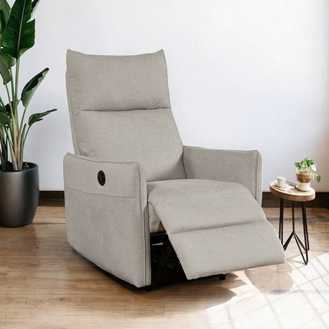 Poltrona Relax Melany con Recliner Elettrico in Tessuto Beige – Comfort e Innovazione