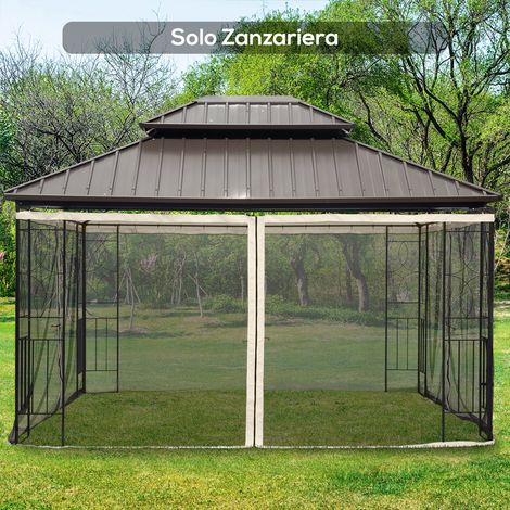 Moûtière tentes universelles remplacement kiosques fermeture éclair - - Dimensions: 335x207cm - Couleur: Noir, Beige