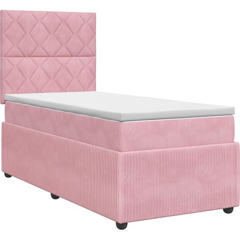 Maison Exclusive - Letto box spring con materasso Rosa 90 x 200 cm Velluto (1/5)