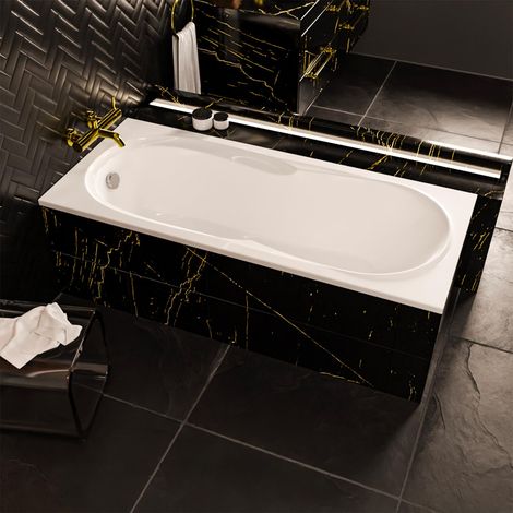ECOLAM Badewanne Sekwana 160x70 Acrylwanne Rechteck Ablauf Füße Silikon (1/5)