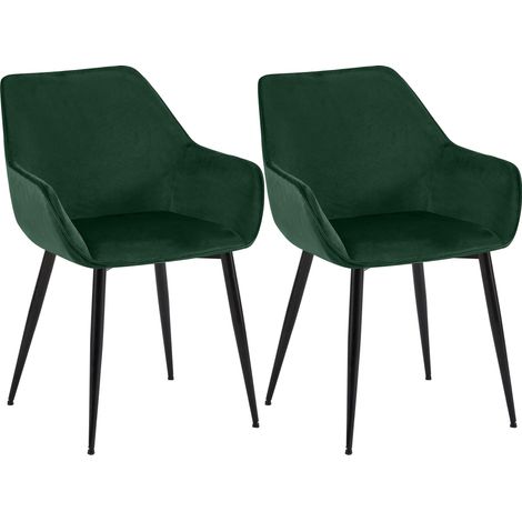 Set di 2 sedie da pranzo Luena verde Velluto