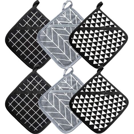 Maniques Cuisine et Gant Four Résistants à la Chaleur 392 ° F, Gant Cuisine Four Épaisses Set de Coton Recyclé Rempli, Gants Cuisine pour la Cuisine, la Pâtisserie, 17cm x 17cm (Multicolore 2) (1/4)