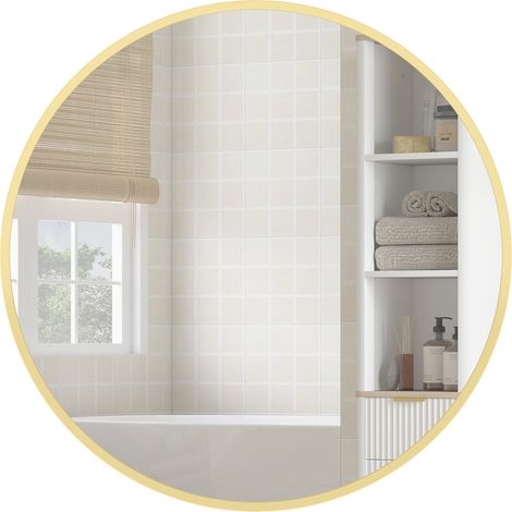 Miroir mural rond 60 cm design moderne cadre doré