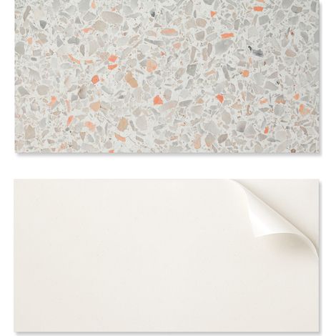 Panel de vinilo autoadhesivo con estampado de 100x50 cm con incrustaciones de piedra.