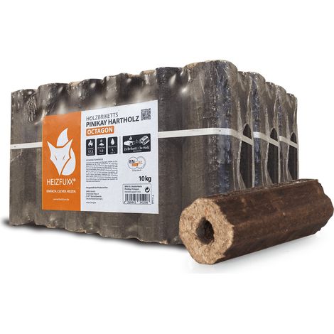 Heizfuxx PiniKay Octagon Holzbriketts Hartholz 10kg x 2 Gebinde