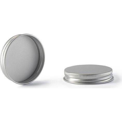 Elegante tapa de aluminio 58/R3 para tarros plateados de 120 ml.