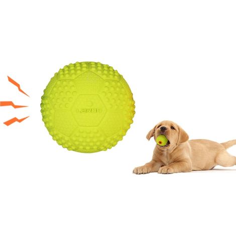 Squeaky Dog Ball, Indestructible Dog Toy, Natural Rubber Dog Ball, Floating on Water Dog Toy for Small, Medium and Large Dogs (Ø5cm, Green) (1/5)