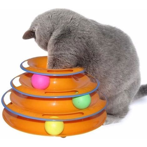 Jouet Labyrinthe pour Chat - Non toxique - 3 Balles - 3 Circuits - Orange - Intérieur (1/4)