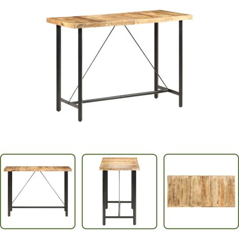 Chaise de bar en bois - Table de bar 150x70x107 cm Bois de manguier brut (1/5)