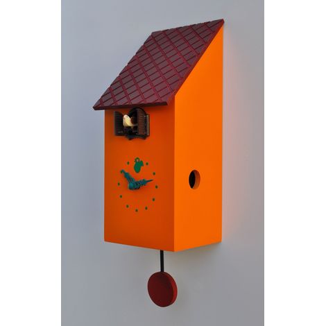 Orologio a Cucù da Parete 13x30x12 cm Pirondini Italia Portofino Arancio Giallo (1/2)