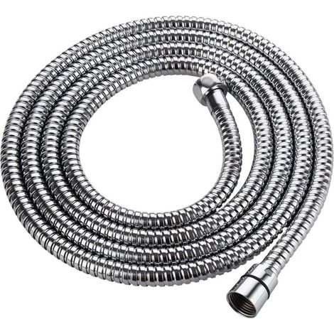 Manguera de ducha Ulisem de 2 m, de acero inoxidable, antidobleces, cromada, universal para baño. (1/4)
