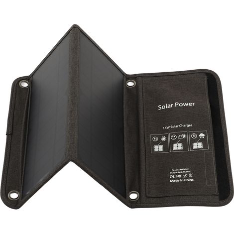 Faltbares 14-W-USB-Solarpanel-Set, hohe Umwandlungseffizienz, faltbares Solarladegerät, ideal zum Laden von Mobiltelefonen und externen Akkus. (1/4)