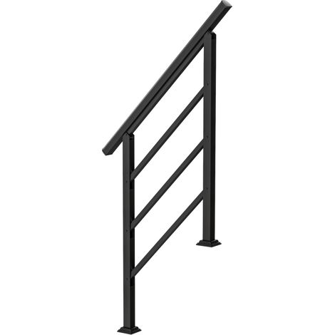 Rambarde d'escalier pour 1 à 3 marches, main courante réglable en angle de 94 cm, usage intérieur et extérieur, métal, noir