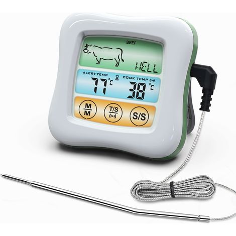 Thermomètre à viande numérique, sonde lecture instantanée, étanche, écran tactile LCD couleur rétroéclairé 2,6 pouces (1/5)