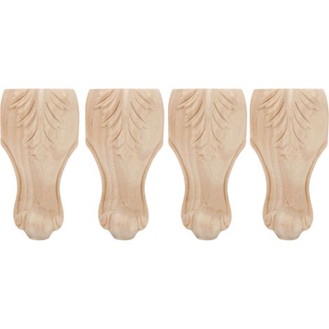 Lot de 4 pieds sculptés pour meubles, canapés, armoires, tables basses, accessoires pour chambres d'hôtes et hôtels (15 x 6 cm). (1/5)
