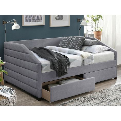 Lit en velours "Nadia" - Velvet - Gris - 120 x 200 - Livraison gratuite